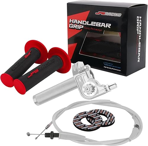 JFG RACING Asamblea del acelerador de motocicleta, 78 pulgadas, 0.866 in, empuñaduras de acelerador giratorio con eje giratorio, cable CNC universal