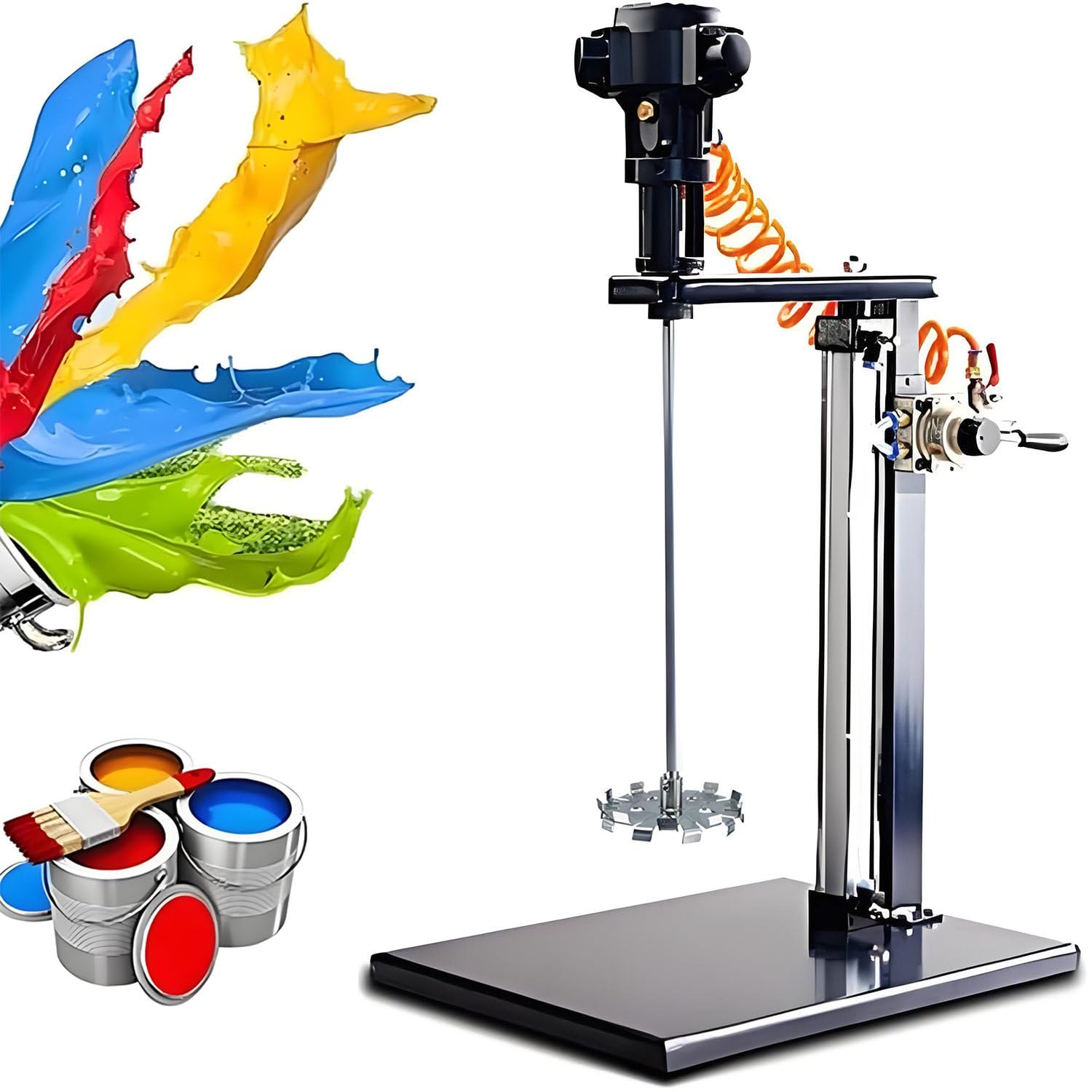 Jozyjul Dispersingdisc 5 Gallon Pneumatic Paint Mixer With Stand, 20L Stainless Steel 1/4Hp Paint Mixer Machine, Ink Coating Mix Tool Paint Shaker, Air Agitator Ink Coating Mixing Tool