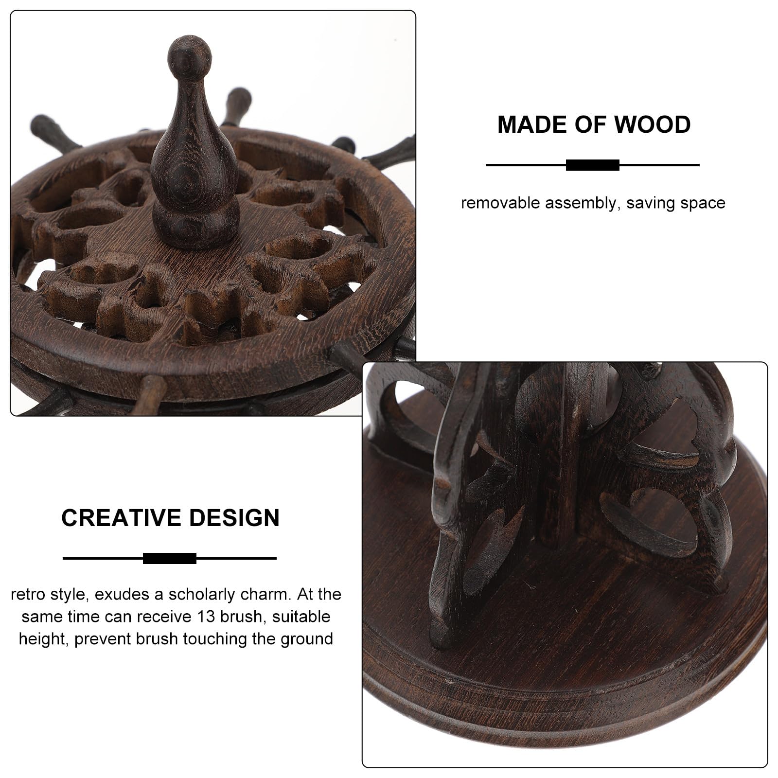 SUPVOX Portapenne in Legno Massello Retrò Supporto Girevole a 360°, Porta Pennelli per Calligrafia e Pennarelli, Organizer Multifunzionale per Ufficio e Casa Stili multipli