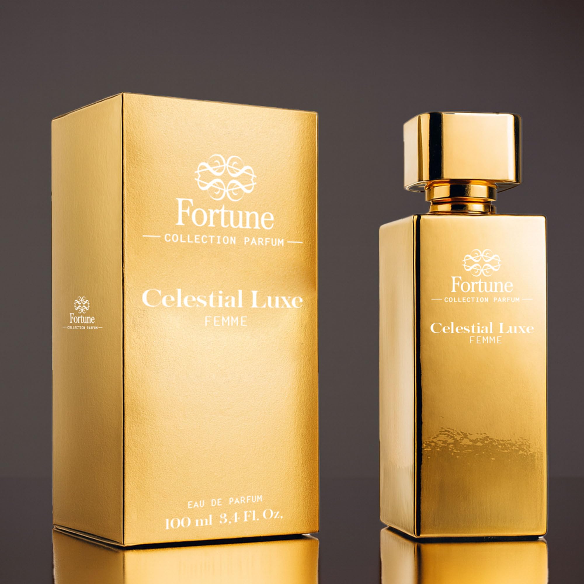 FORTUNE Celestial Luxe & Silken Gold - Eau de Parfum para Mujer 100 ml cada uno (Set de 2) | Fragancias Sofisticadas y Duraderas