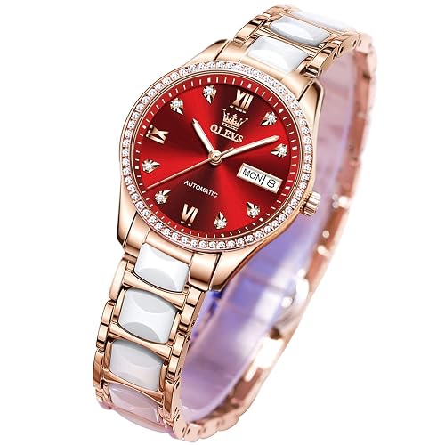 OLEVS Watches for Women, Womens Silver Dress Waterproof Two Tone