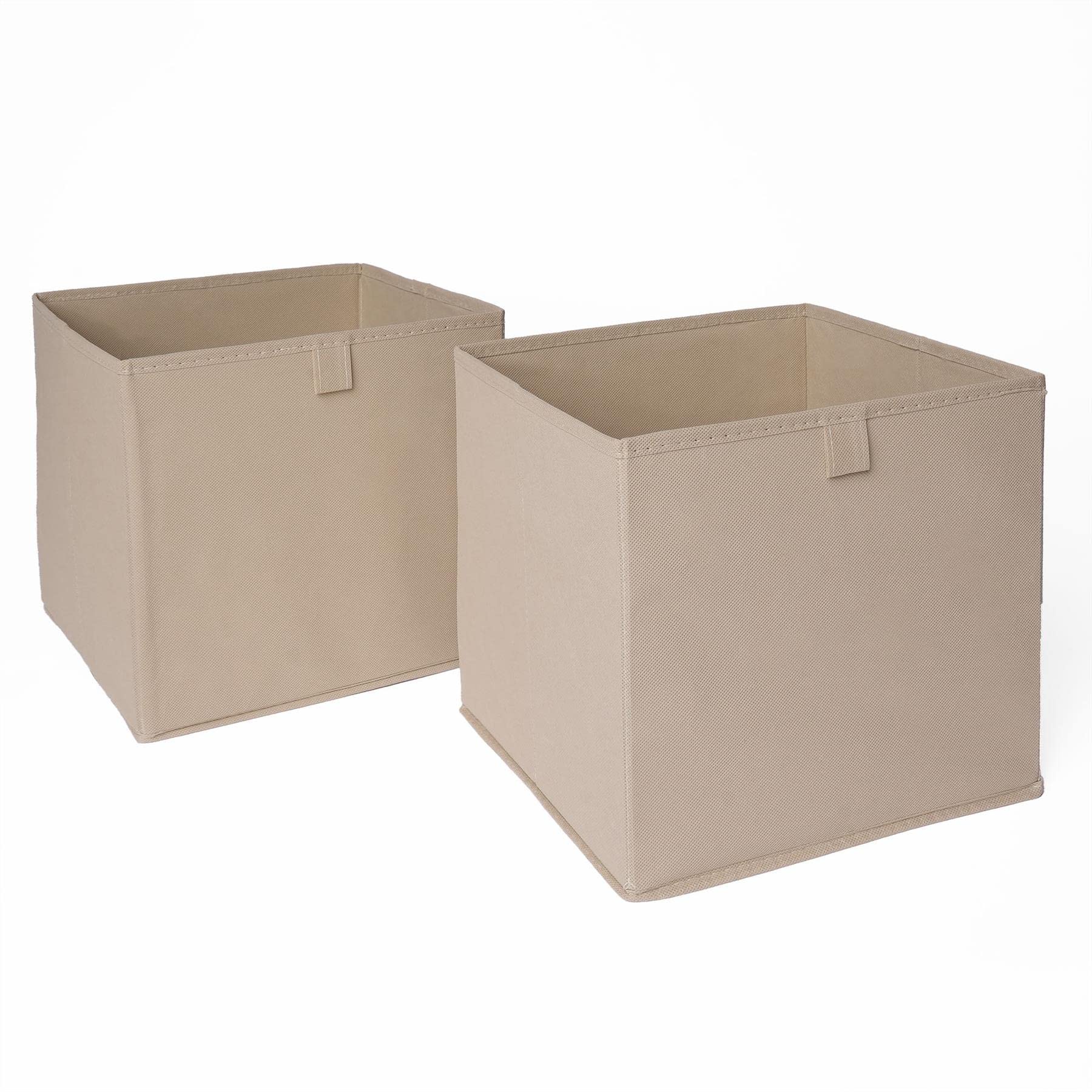 OHS Folding Cube Storage Boxes - Beige - Pack of 2