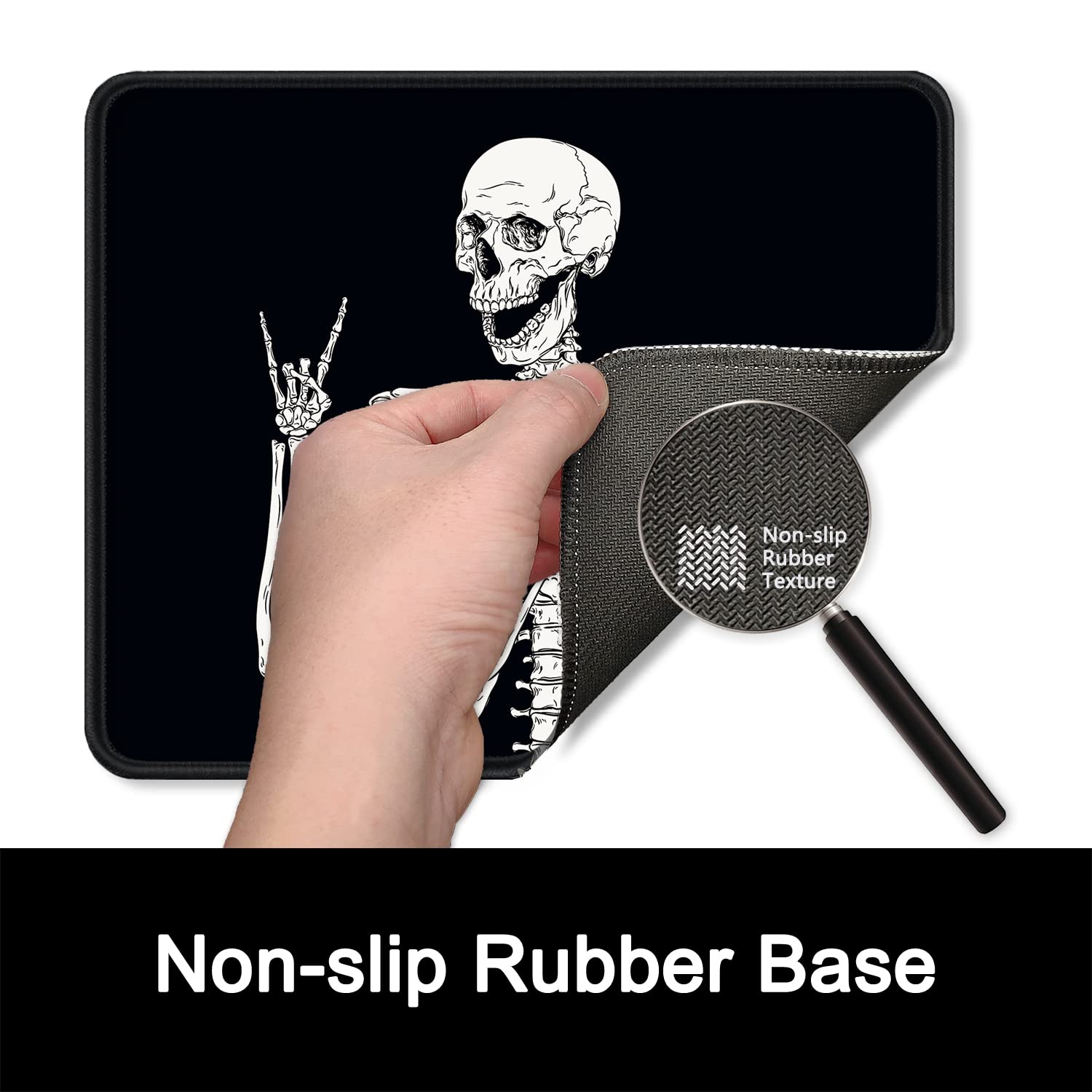 ITNRSIIET Mauspad mit Rutschfester Gummiunterseite, genähter Rand, Premium-Texturiert, wasserdichtes Gaming-Mauspad für kabellose Maus, Computer, Laptop, Büro, 260 x 210 mm,Menschliches Skelett - 4