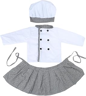 幼児写真撮影用衣装 コック帽 ユニフォームセット マイルストーン写真撮影用ポーズ衣装 0～9ヶ月 ベビーコックスーツ 新生児シャワー