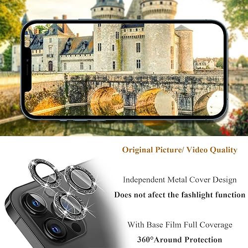 Miniatura 5 de Protector de lente de cámara brillante compatible con iPhone 13 Pro/13 Pro Max, vidrio templado ultra delgado/transparente [antiarañazos] [a prueba