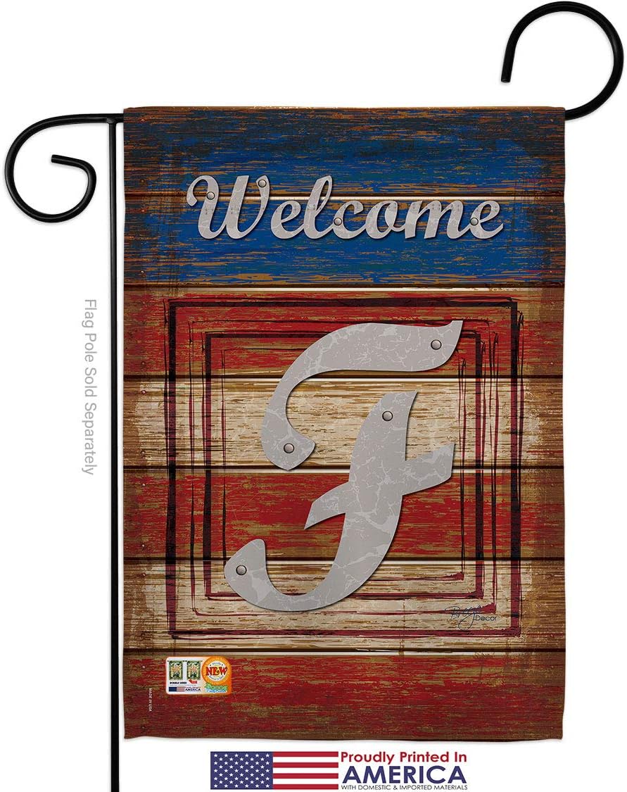 Patriotic F Initial Garden Flag Set Wall Holder Monogram Americana Star and Stripes Patriotism Independence Memorial United State American Small Gift Yard House Banner 13 X 18.5