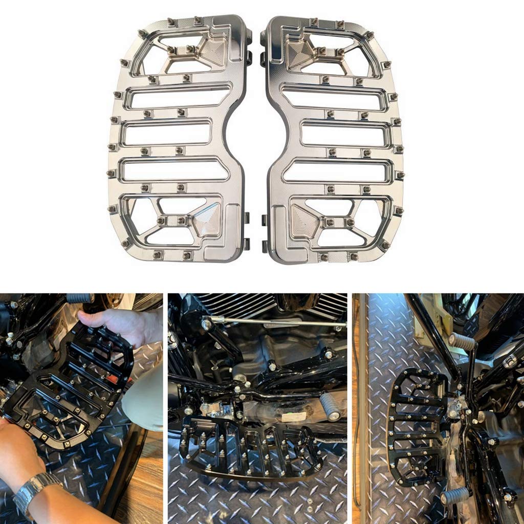 Goldfire 1 Pair Wide MX Foot Pegs Offroad Bagger Front Driver Floorboards Fit for Harley Touring Road King Street Glide 1986-2022 Softail Fatboy FL Dyna FLD 12-2016 (Chrome)