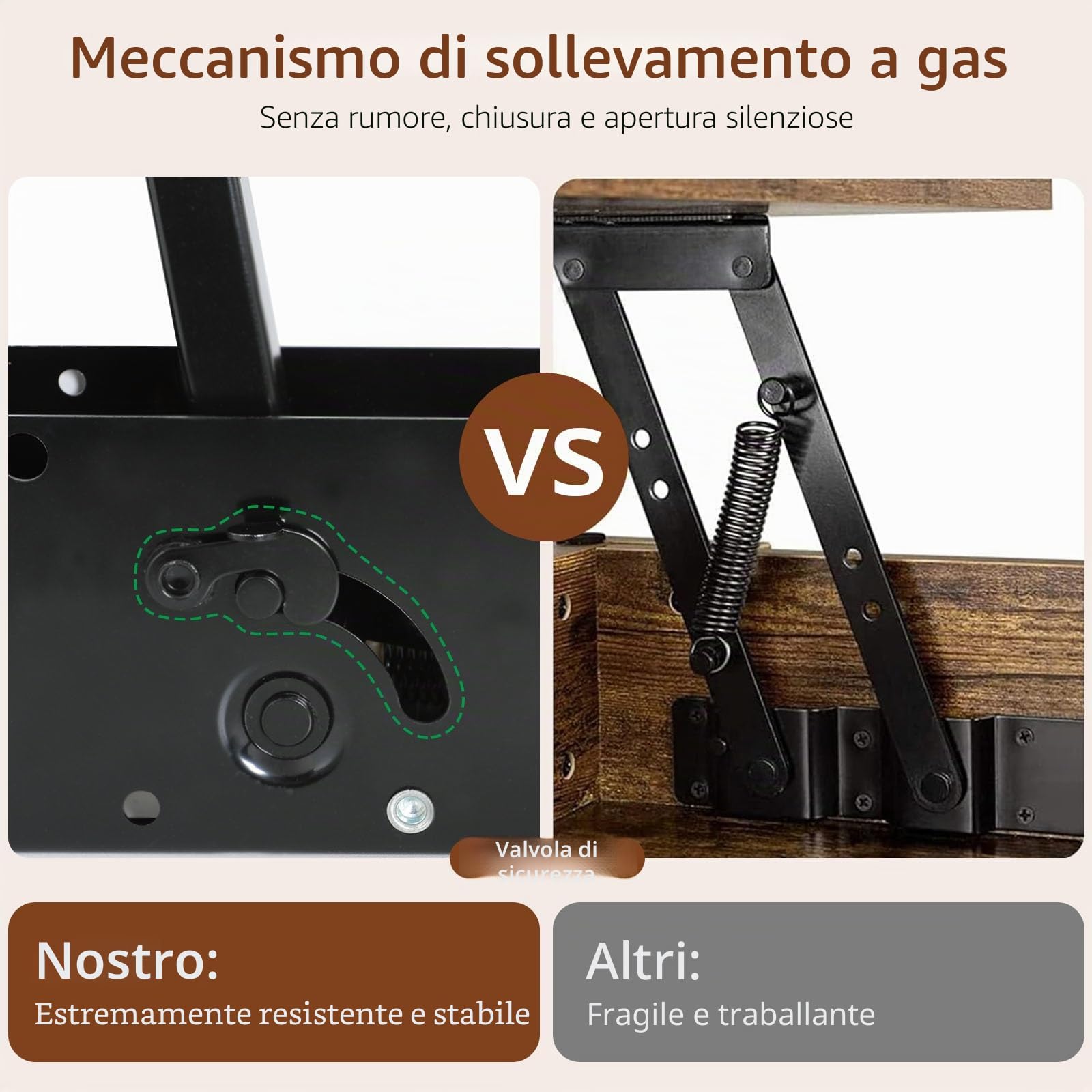 VOWNER Tavolino da Salotto Regolabile in Altezza, Multifunzionale 3 in 1 con ruote & Scomparto Nascosto, Tavolino da caffè Convertibile in Tavolo da Pranzo da Salotto, Stile Fattoria (Nero)