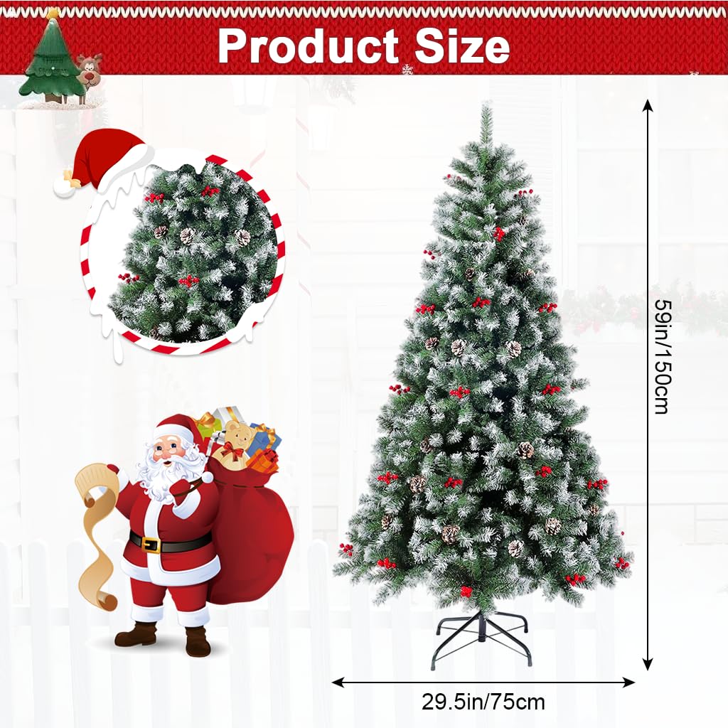 150cm Flocked Christmas Tree - Realistic & Festive -3 150cm Flocked Christmas Tree - Realistic & Festive -3