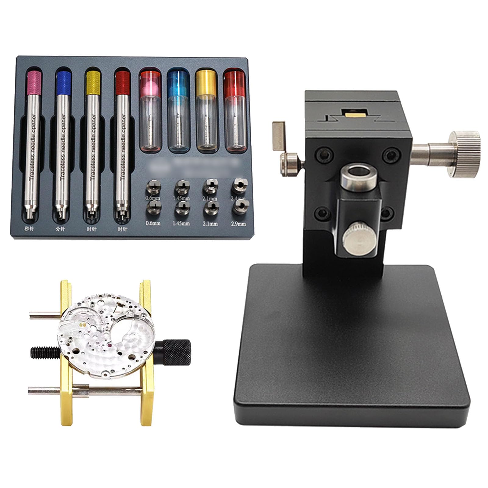 Kit de herramientas de reparación de relojes, prensa manual de acero inoxidable y removedor de segunda mano, esencial para bancos de relojeros y talleres de reparación, juego de herramientas duradero