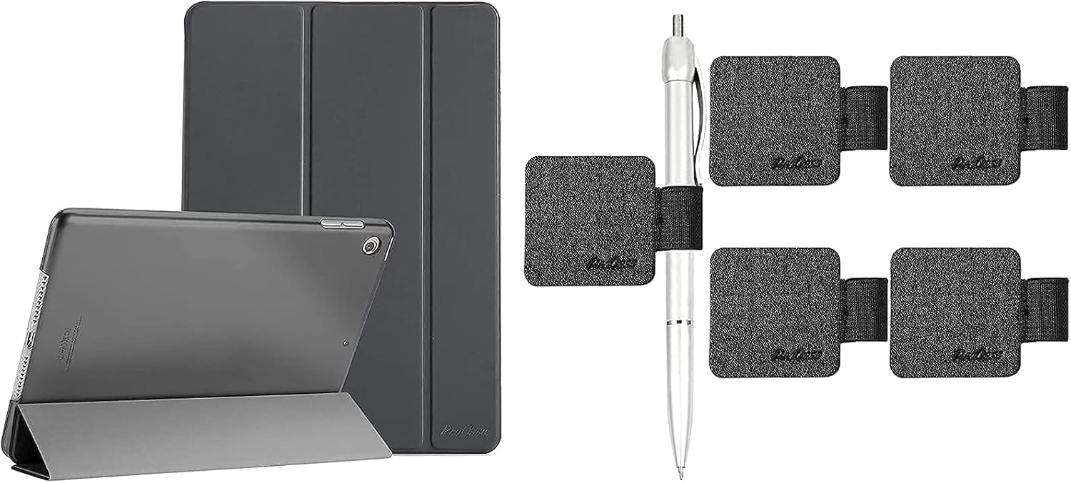 ProCase iPad 10.2 Case 2020 iPad 8th Generation / 2019 iPad 7th Gen Case Bundle with (5 Pack) ProCase Pen Loop Holder for Notebooks Journals Planners Tablet Case