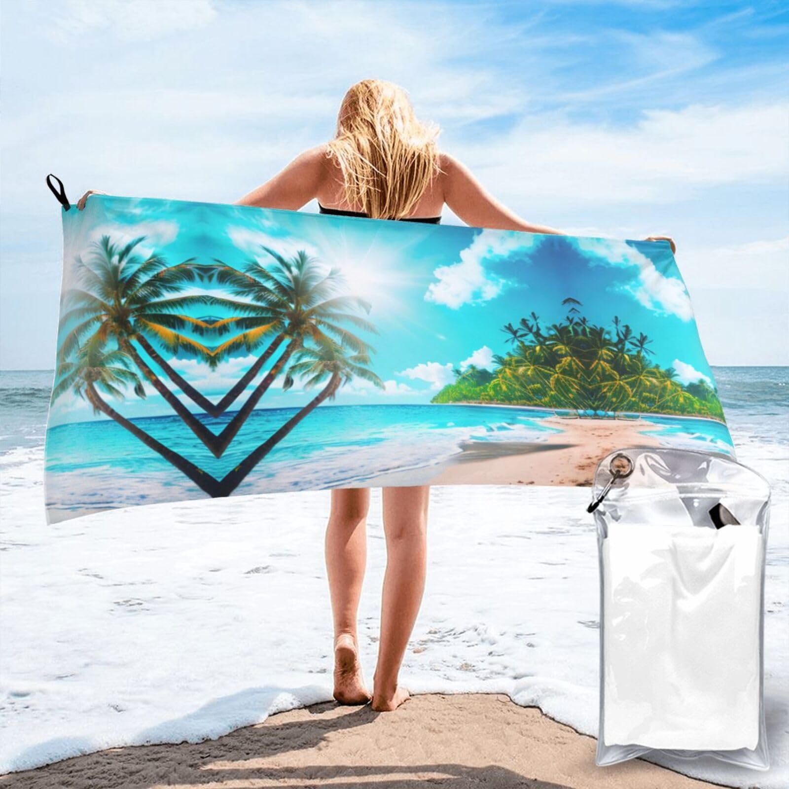 Toalla de playa grande con diseño oceánico para piscina y tus escapadas de camping
