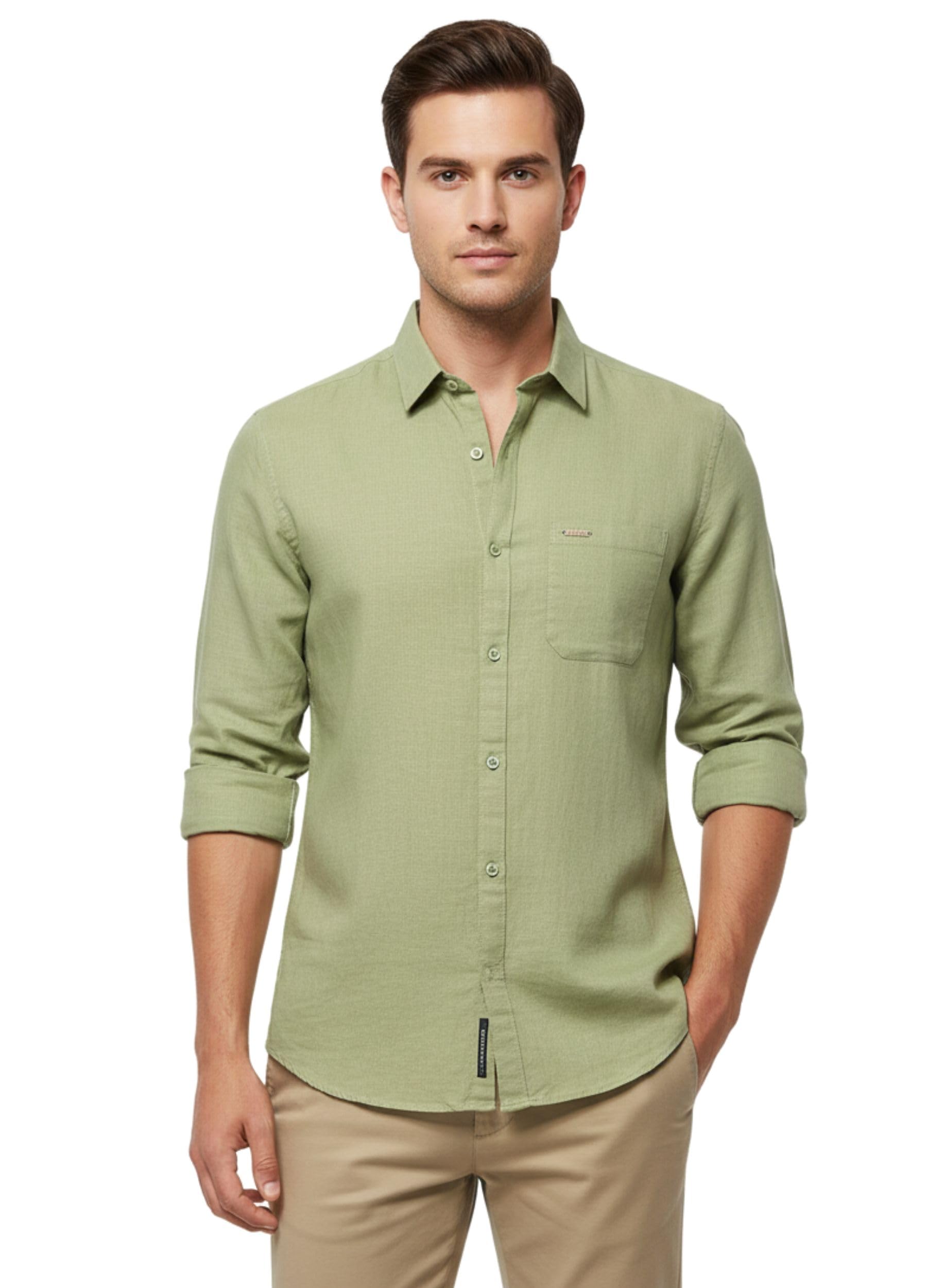 arvest Mens Plain Linen Full Sleeve Shirt with Button Closure and Front Pocket for Office Meetings Travel-picture-30