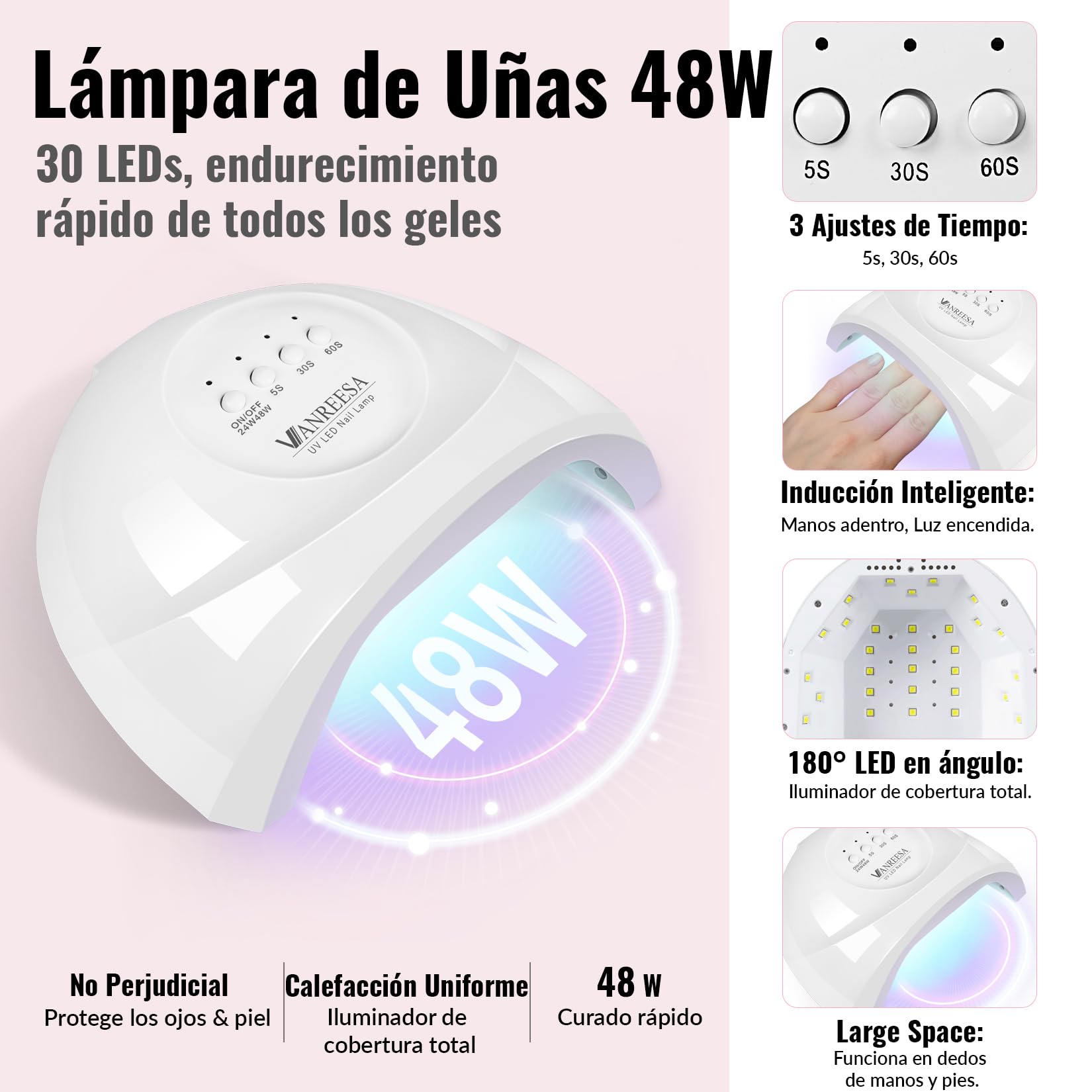 VANREESA Kit Uñas Semipermanentes, 55 Colores Uñas Semipermanentes Kit Completo con Top Base Mate Purpurina Coat Lampara UV Uñas 48W y Herramientas para Manicura, Nail Art Regalo para Principiantes