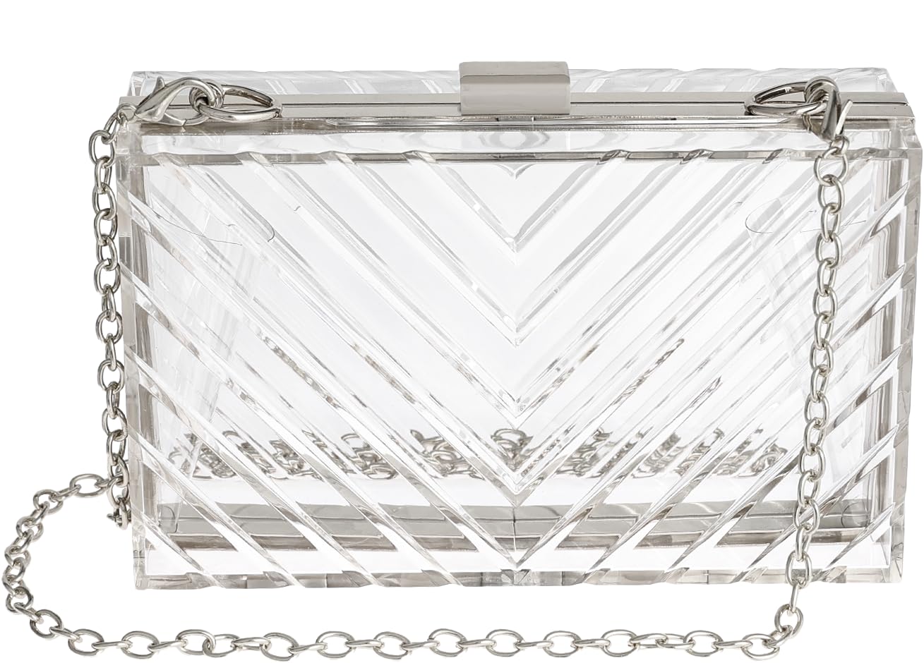 WJCD Women Clear Acrylic Clutch Purse Stadium Approved Handbag