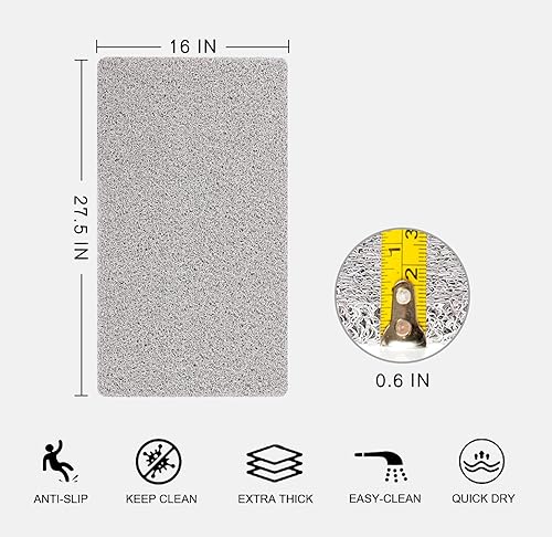 Miniatura 8 de Rzoysia Tapete de ducha extra grande, 35 pulgadas de grosor para cabina de ducha y bañera texturizada, tapete de baño de secado rápido con drenaje,