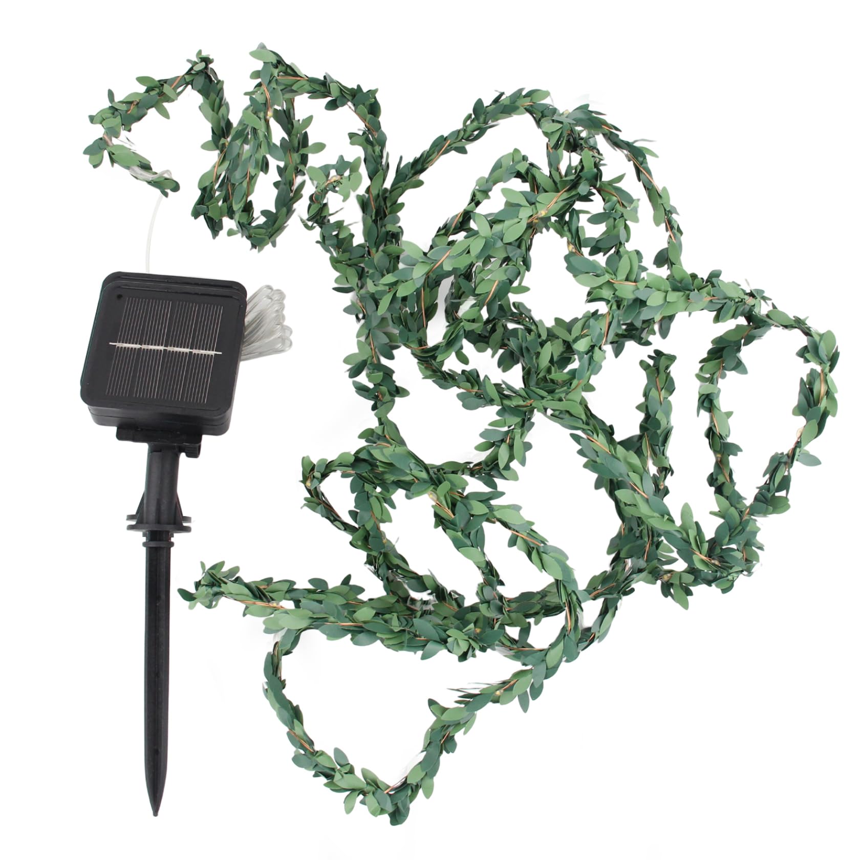 Solar Lights Strings 2 Meter Artificial Green Leaf Lights Strings Waterproof Outdoor Garland Solar Fairy Light for Garden Decoration 20 LED Light