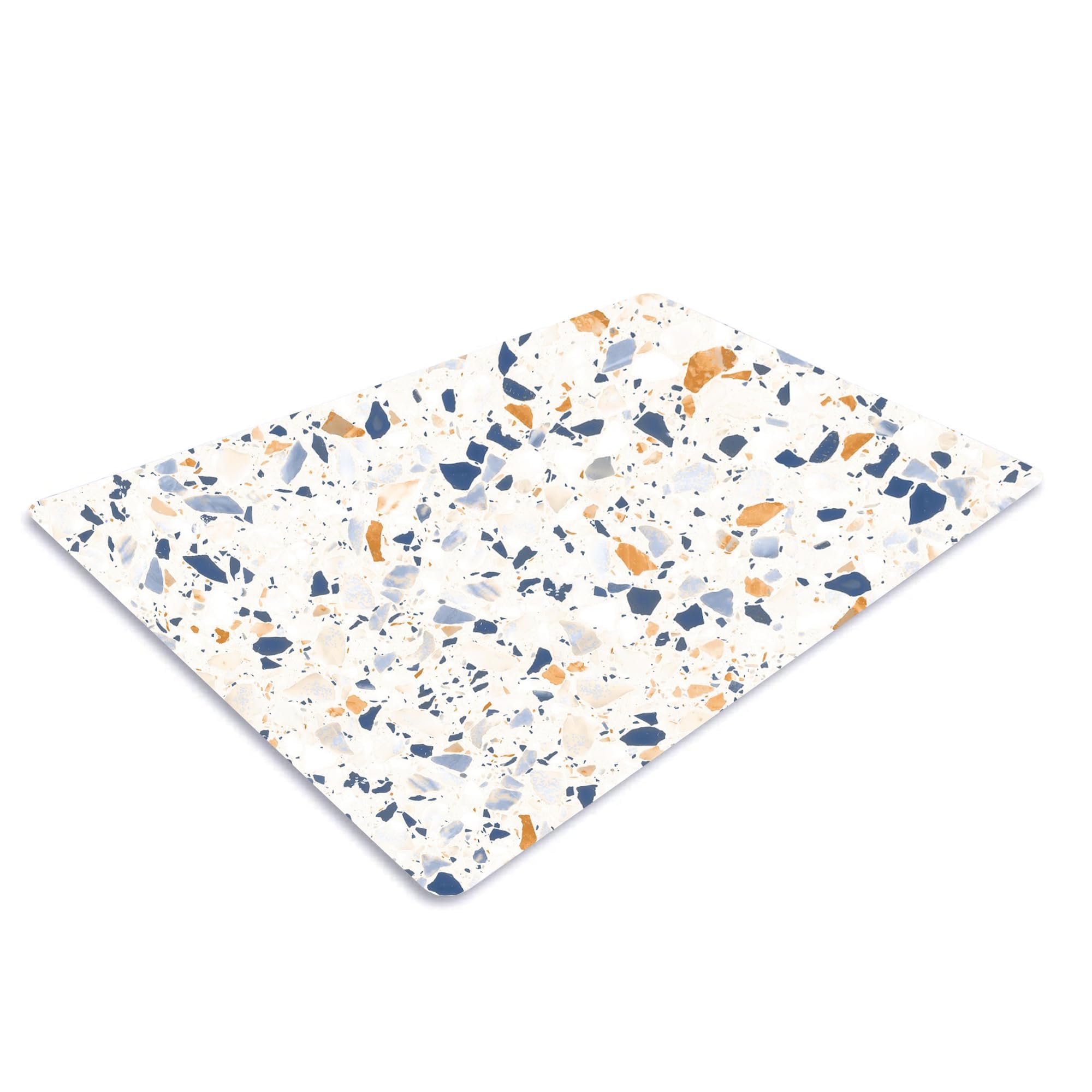 Pagnanno. Chopping Board-Catering Cutting Set-Kitchen Board-Glass Worktop Savers-Sink Chopping Board-Large-Worktop Protectors Heat Resistant-Marble Effect White & Blue - Design 19, 50x40cm (Pack of 1) — image 1