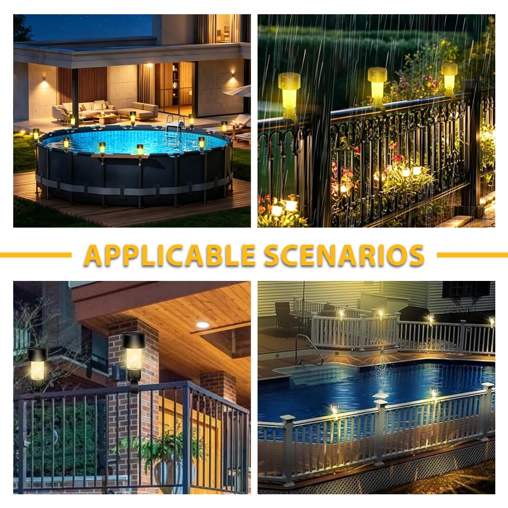 Lampes Solaires de Bassin RGB LED Lot de 8, Éclairage Piscine Hors Sol