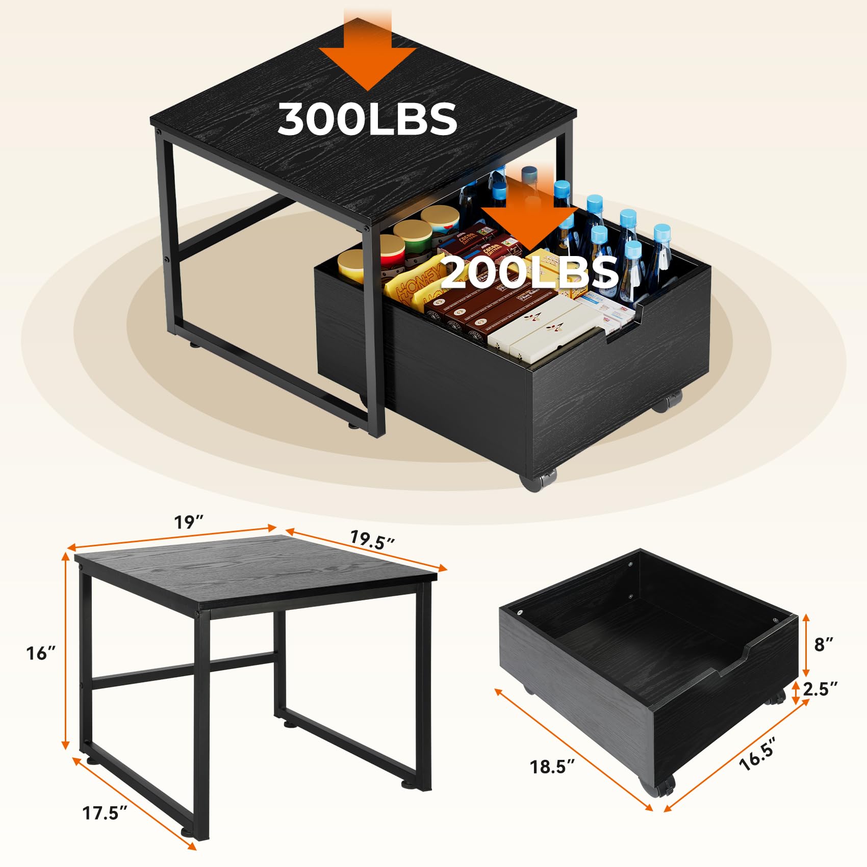 TC-HOMENY Mini Fridge Stand with Storage, 19