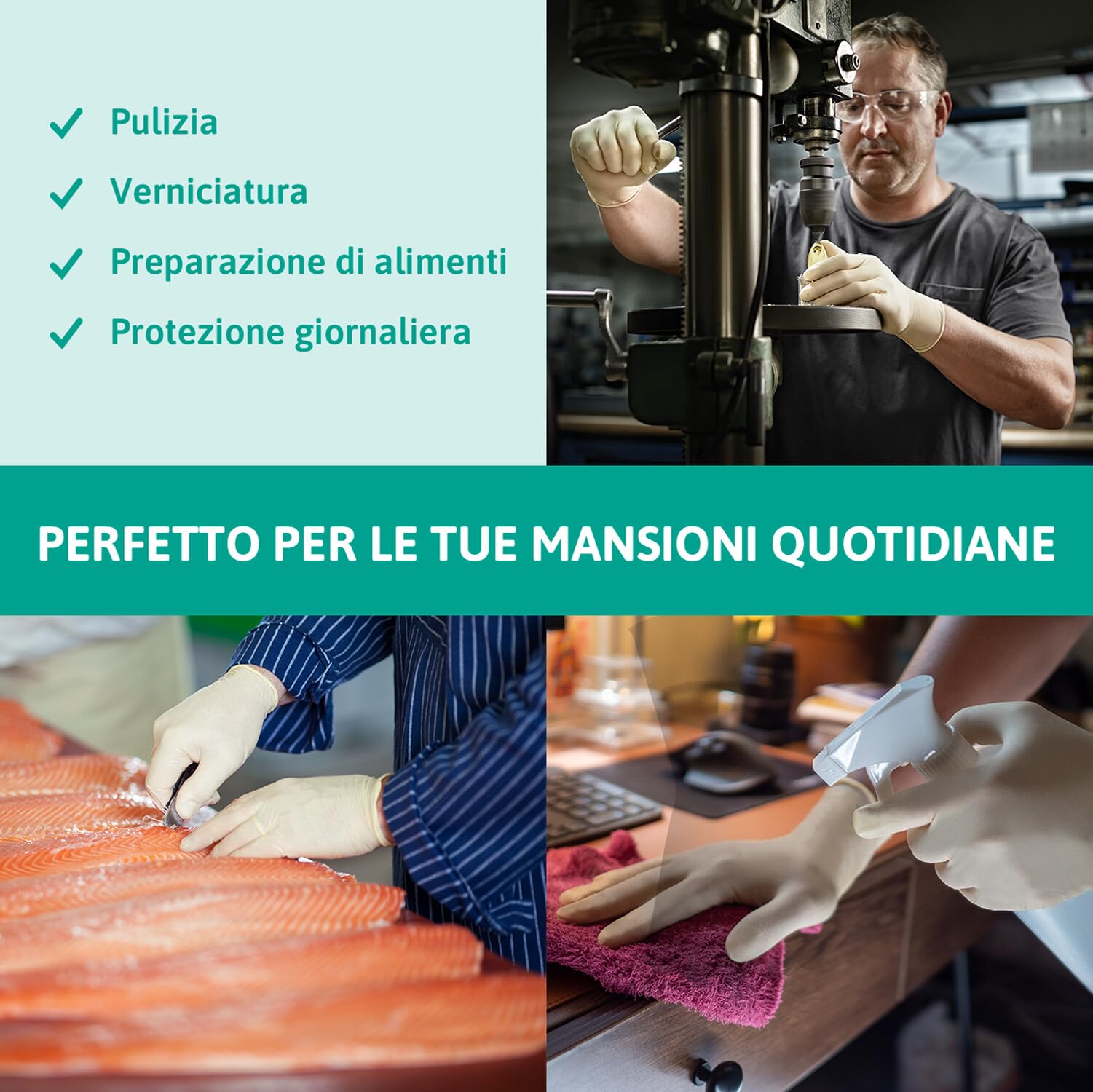 Ansell MicroFlex 63-864 Guanti Monouso in Lattice, Senza Polvere, Protezione Multiuso per Usi Alimentari, Domestici e Professionali, Lattice di Gomma Naturale, Bianco, Taglia M (100 Guanti)