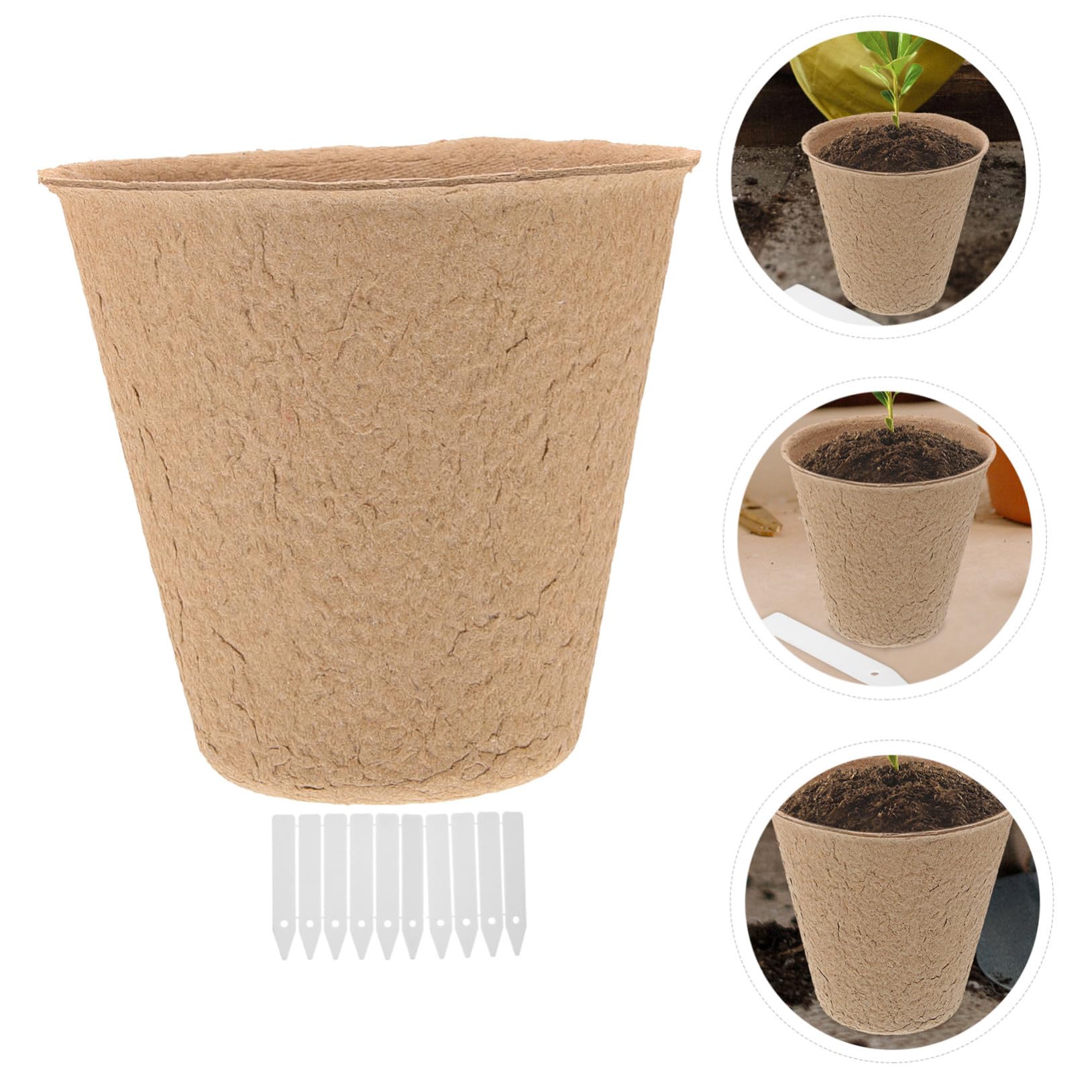 Vasi da Vivaio in Polpa di Torba Biodegradabili 110 Pezzi Etichette per Germinazione e Trapianto, Kit per Giardinaggio Domestico e Coltivazione in Vaso Ecologico