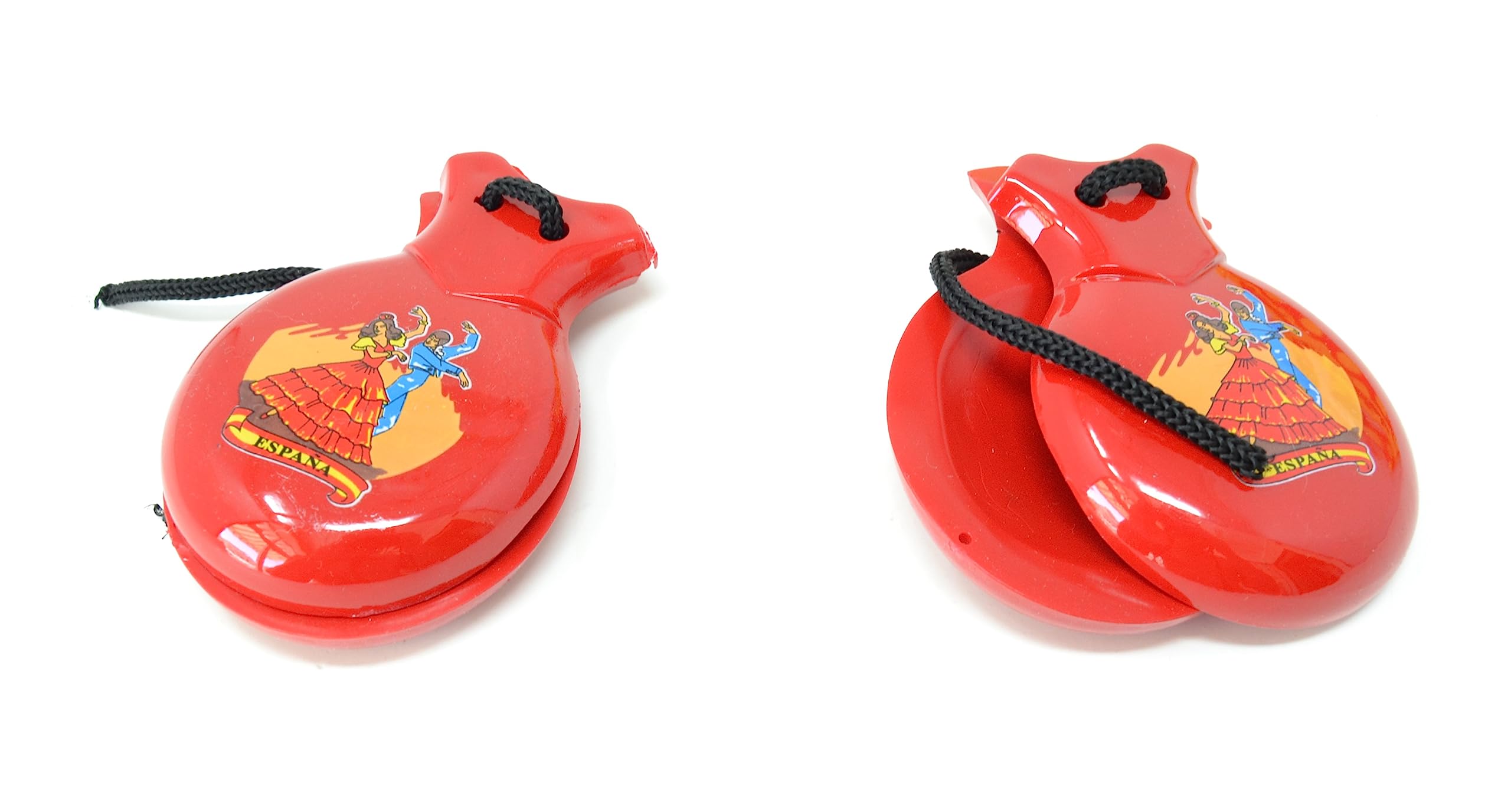 Castagnette Spagnole Rosse Per Adulti - Tipo Flamenco (Fenicottero O Sivigliana), In Plastica Con Scatola - Foto 5