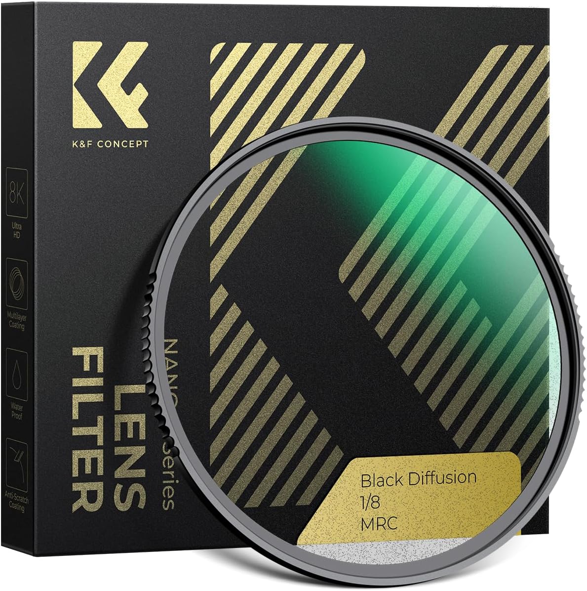 K&F Concept 52mm Black Diffusion 1/8 Filter Mist Cinematic Effect Lens Filter with 28 Multi-Layer Coatings Waterproof/Scratch Resistant for Video/Vlog/Portrait Photography (Nano-X Series)