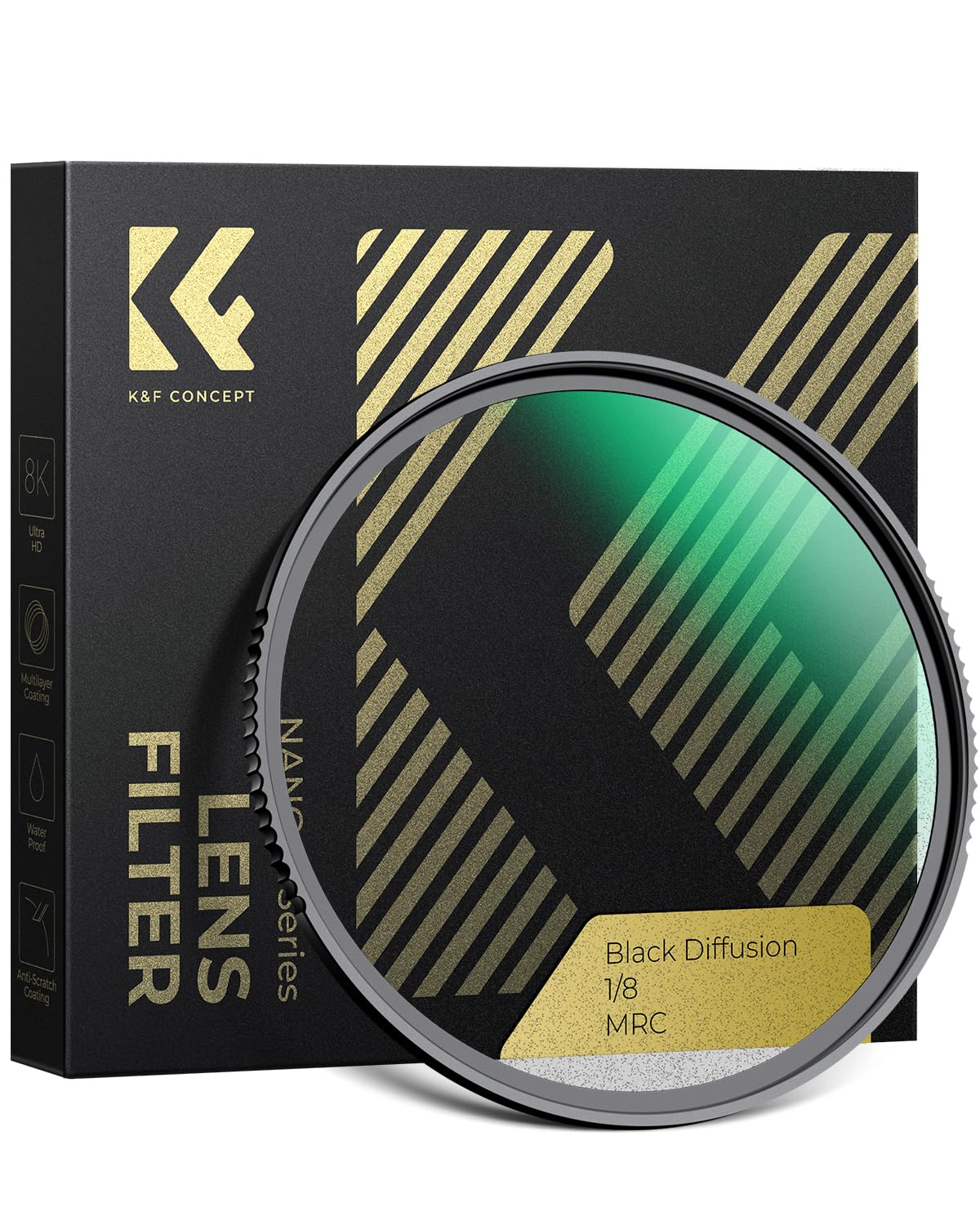 K&F CONCEPT 55mm Black Diffusion 1/8 Filter Mist Cinematic Effect Lens Filter with 28 Multi-Layer Coatings Waterproof/Scratch Resistant for Video/Vlog
