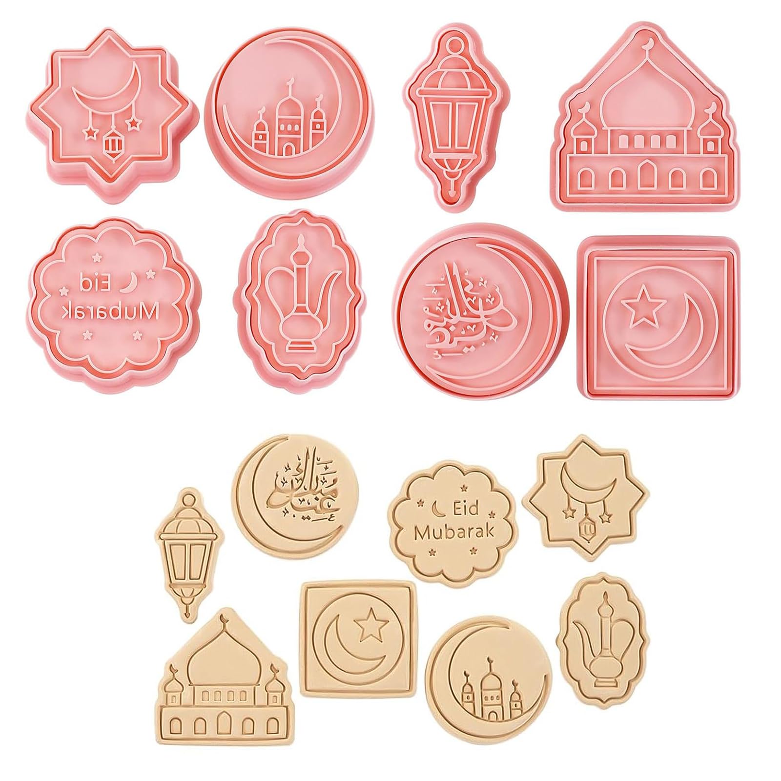 Big Bargain StoreCookie Cutters,8pcs Eid Mubarak Cookie Cutters Set,3D DIY Biscuit Baking Snacks Cheese Mold for Eid Mubarak Ramadan Party Decoration
