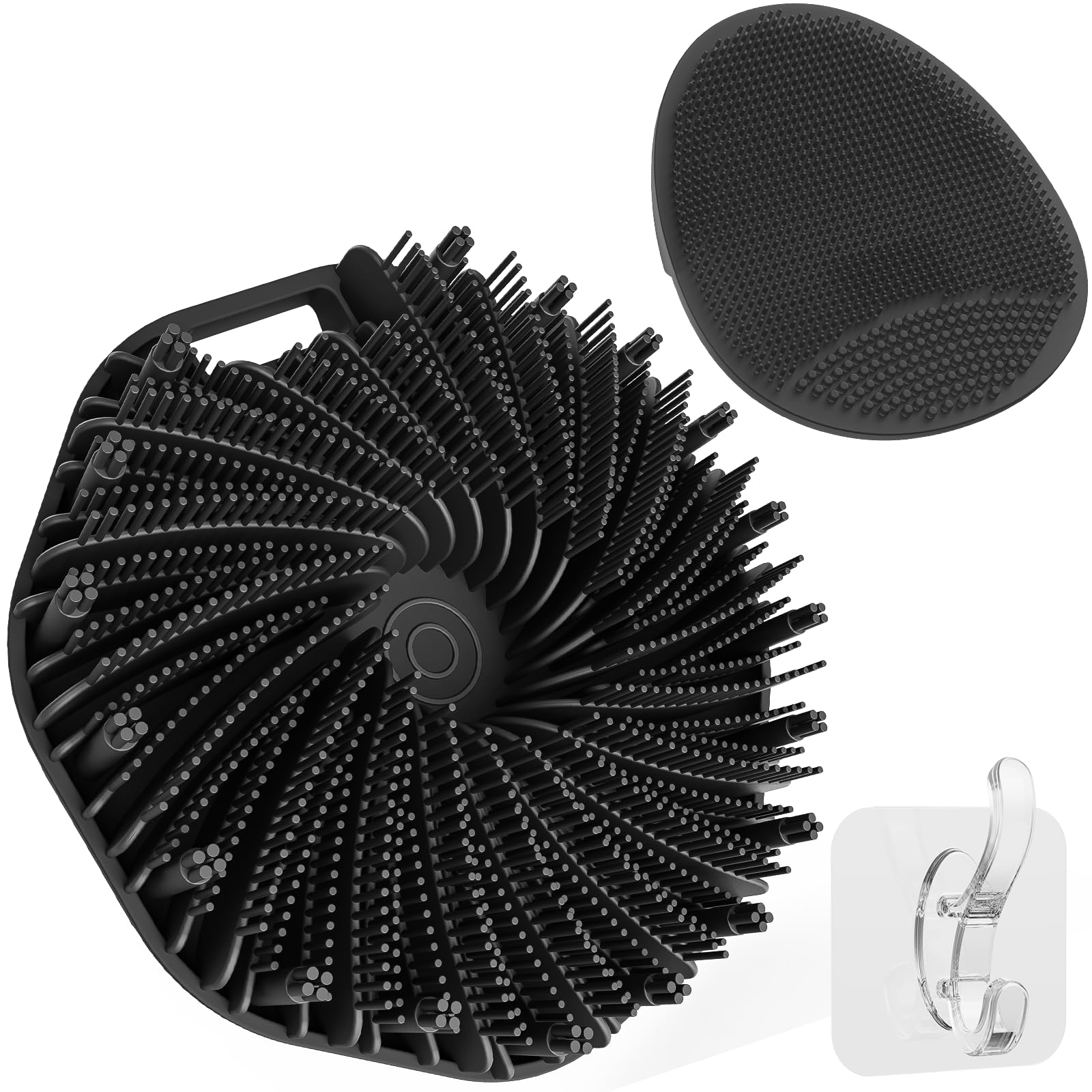 Manmihealth Silikon Yüz Temizleyici ve Yumuşak Silikon Vücut Scrubber Seti, 2 Paket (Siyah* 2)