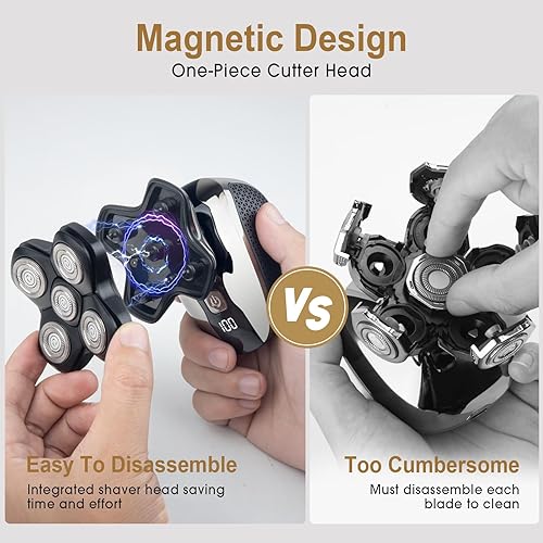 Miniatura 6 de Telfun Cuchillas de repuesto para afeitadora, 7 cabezales, cuchilla de repuesto para cortadora de barba, fácil de instalar, cabezal de afeitadora