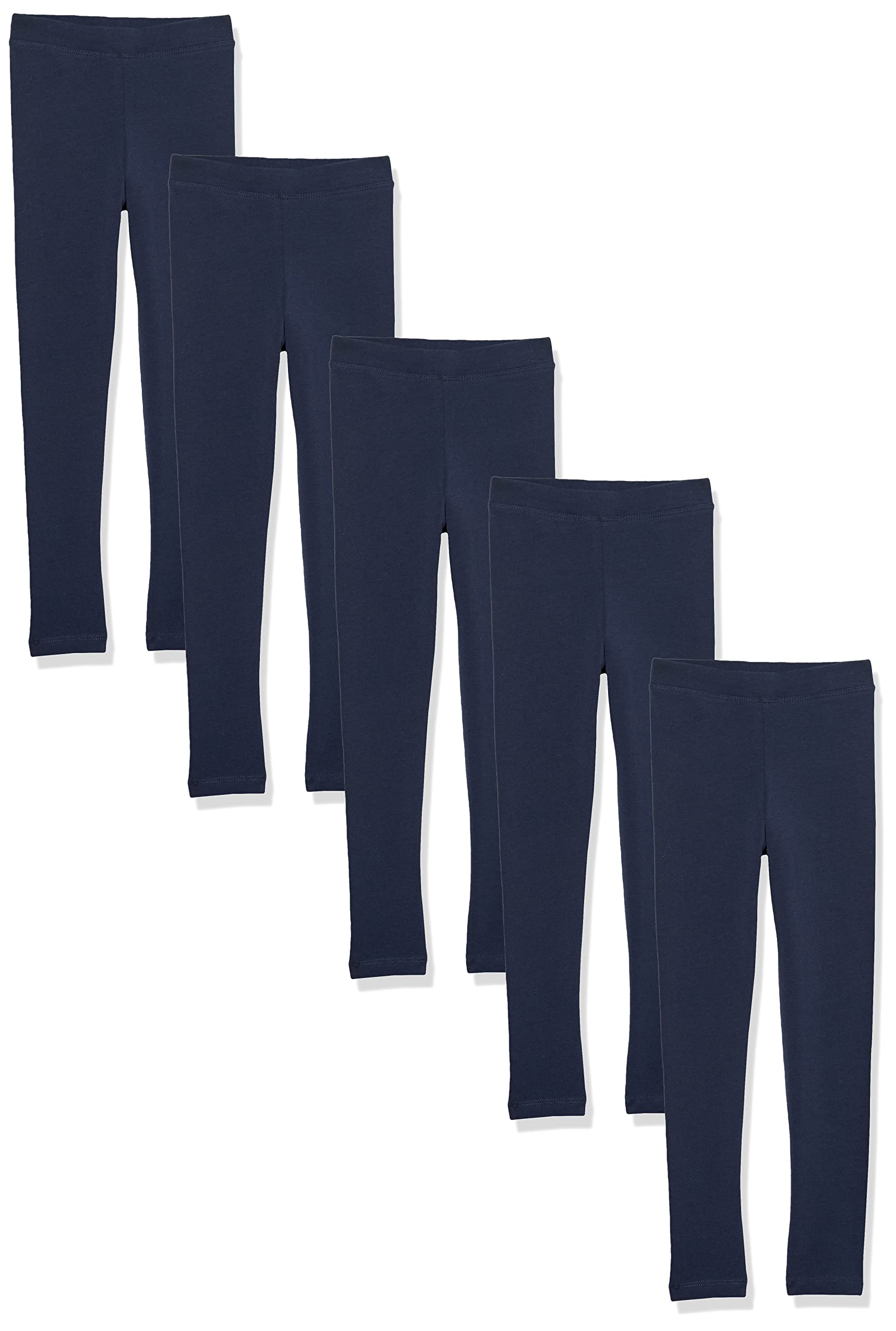Amazon Essentials Girls' Leggings, Pack of 5, Navy, 6-7 Years