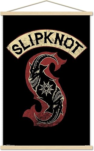 Trends International Slipknot - Póster de pared de parche, 22.375 x 34 pulgadas, paquete de ganchos de impresión prémium y madera de haya