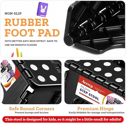 Miniatura 269 de Taburete plegable resistente de alta calidad de 13 pulgadas de altura para adultos, taburete de cocina, jardín, baño, color blanco Blanco,Bicolor