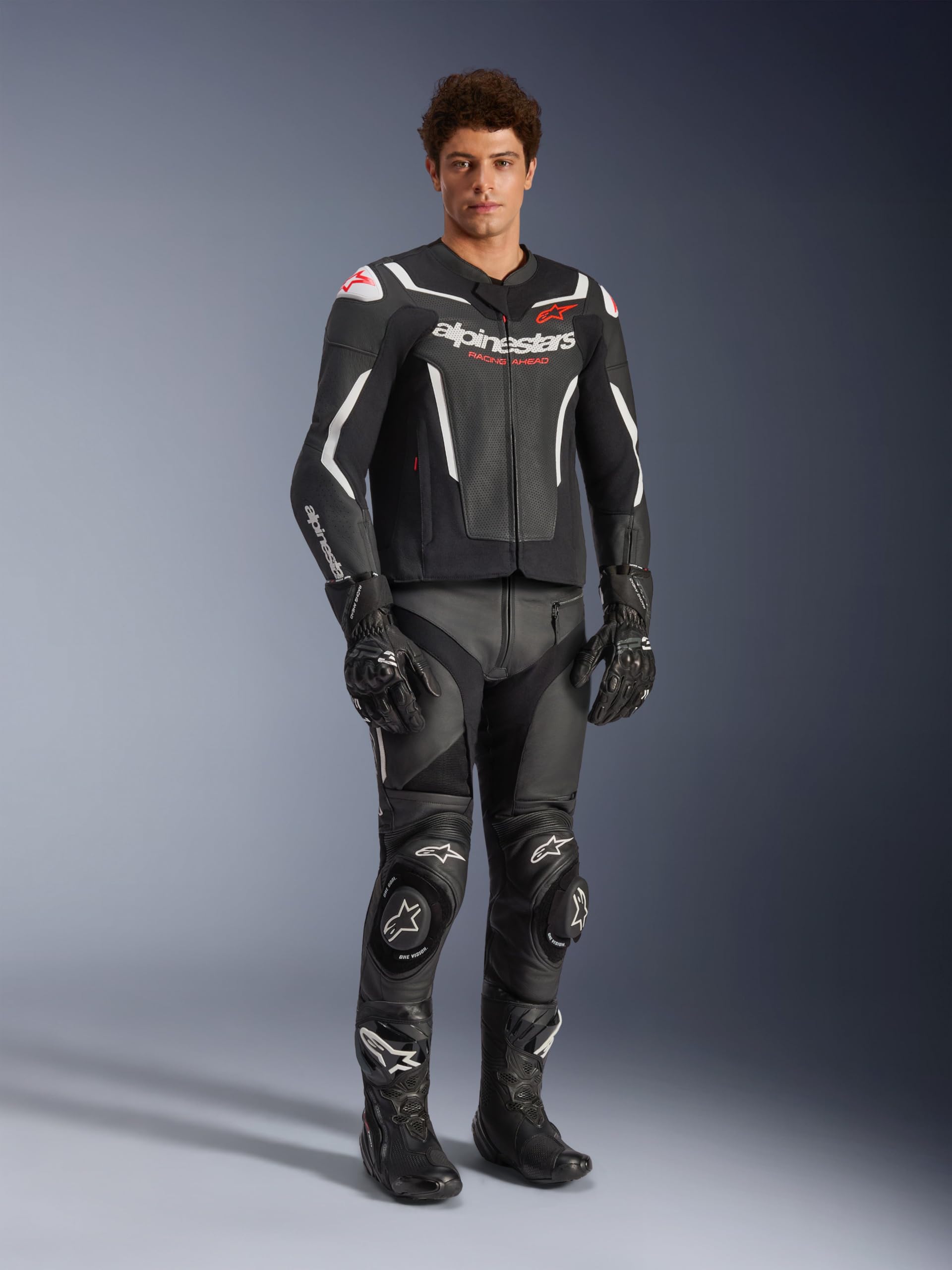 Alpinestars GP Force V2 Air Giacca in pelle da moto, nero/bianco, 50