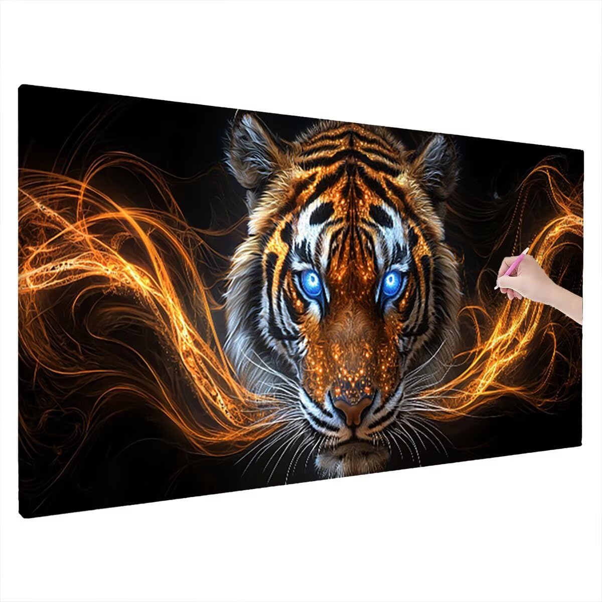 Malowanie diamentami Duży rozmiar 180 x 70 cm, Tiger Diamond Painting Kompletny zestaw, DIY Dołącz koraliki Rysunki dla dorosłych, zestawy do dekoracji wnętrz (abstrakcyjny) S-25