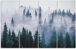 8 Pack Art Acoustic Panels, 48" x 32" Soundproof Wall Panels, Decorative Sound Absorbing Panels, Sound Dampening Panels, Acoustic Treatment for Recording Studio, Home, Office - Mist Pine
