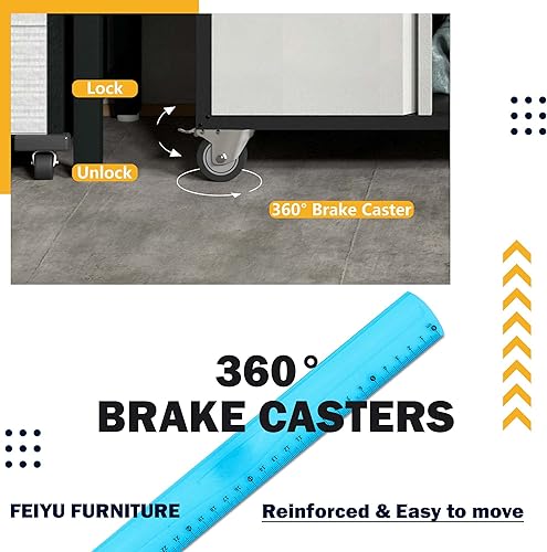 Miniatura 5 de Armario de almacenamiento de metal de 71 pulgadas de alto con ruedas, armario de garaje con puertas con cerradura y estantes ajustables, gabinete de