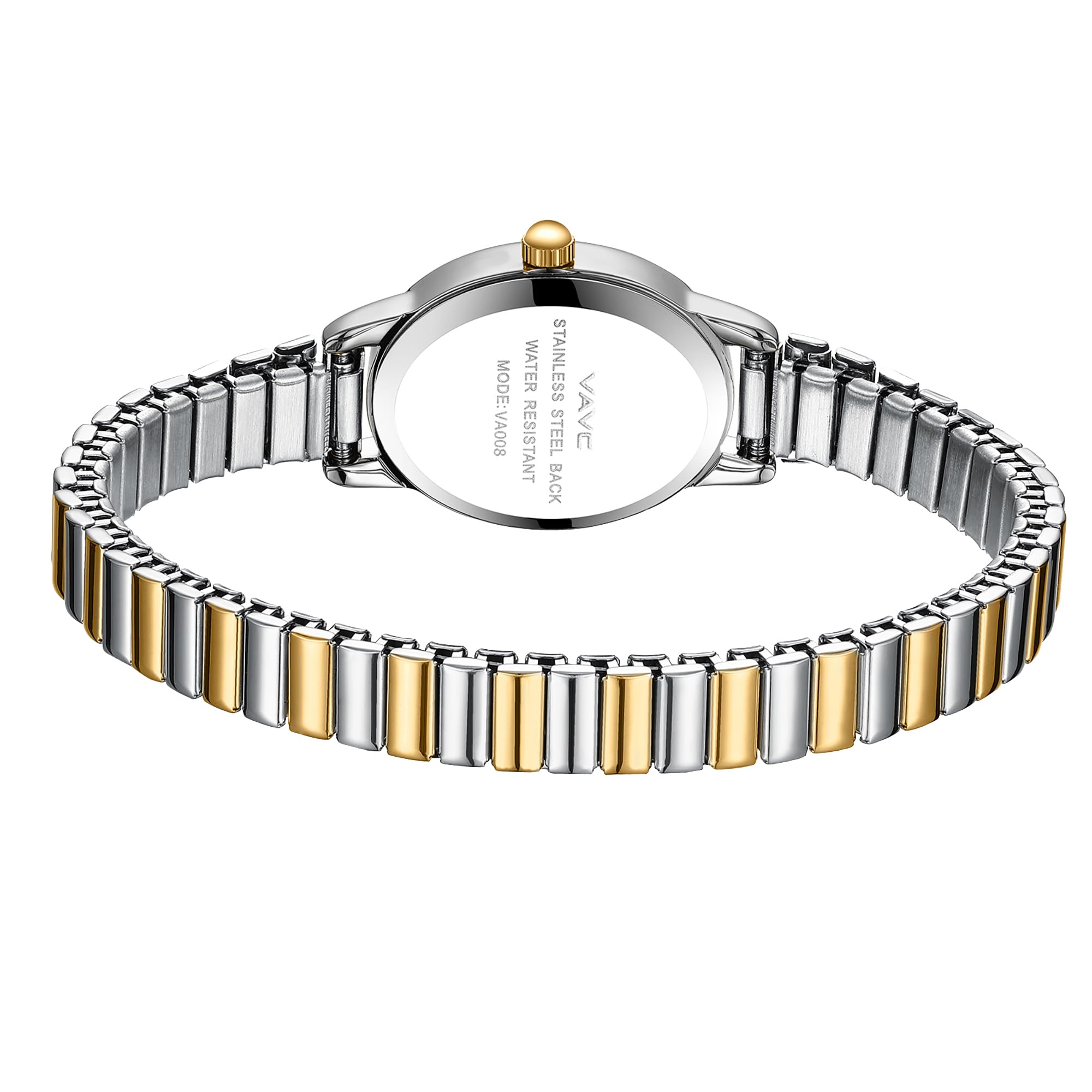 Orologio analogico da donna, con cinturino di espansione in acciaio inossidabile, quadrante romano ovale, resistente all'acqua (15 - 17 cm)