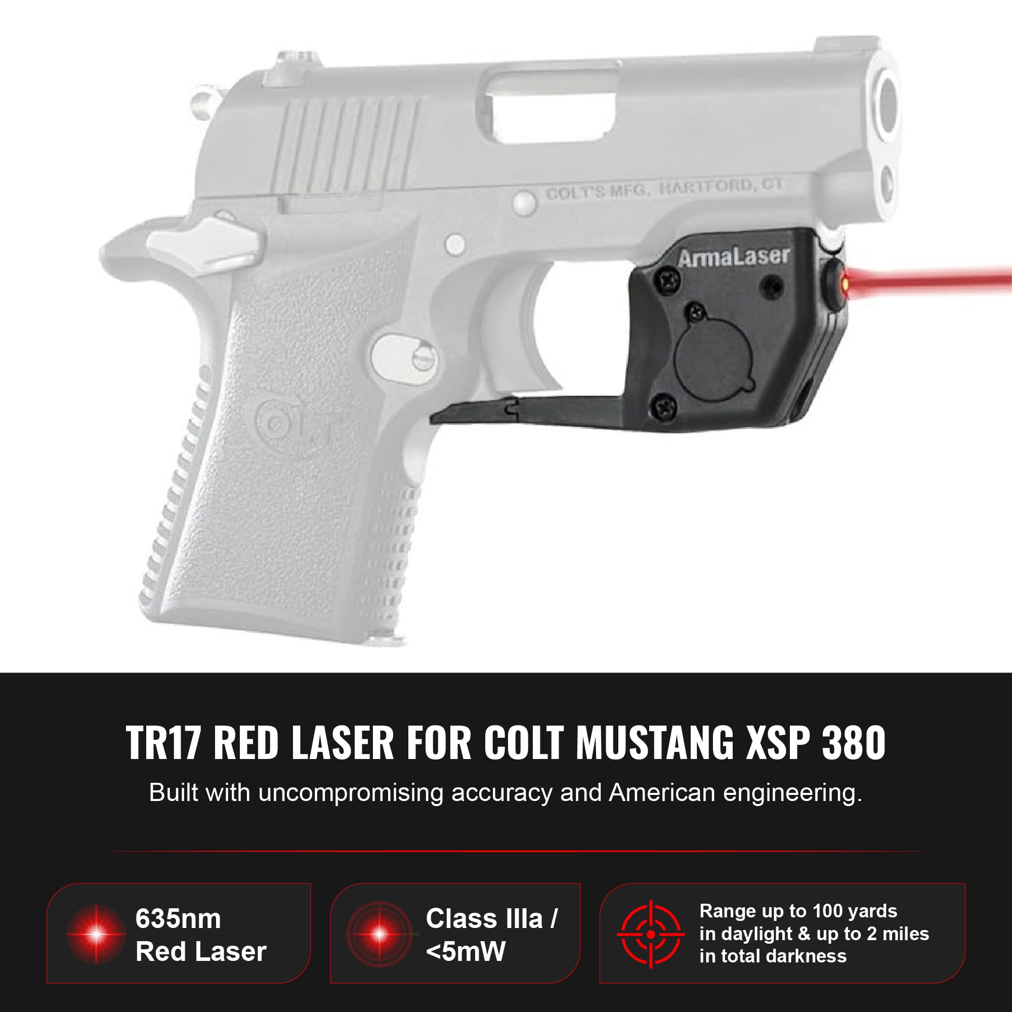 Amazon.com: ArmaLaser TR17 Designed to fit Colt Mustang XSP 380