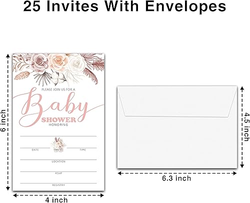 Miniatura 7 de Kit de invitación para baby shower, juegos de rifa de pañales, libros para bebé, vegetación, eucalipto para revelación de género del bebé, tarjetas