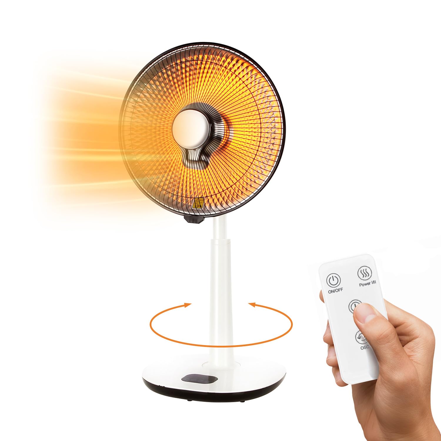 Wintem Stufa a Parabola 35cm con Telecomando e Timer Fino a 7,5 Ore con Potenza Regolabile 400/900W - Comdo Display Led per un Controllo Veloce e Intuitivo - Basso Consumo con Altezza 35cm
