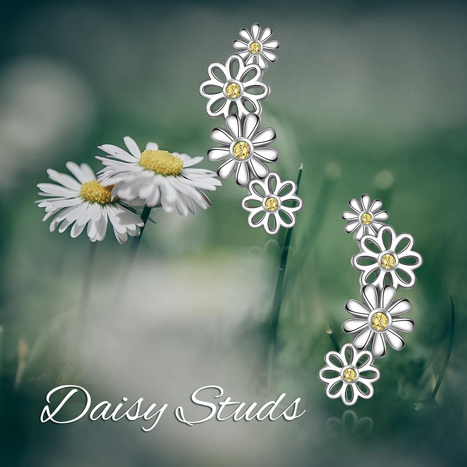 POPLYKE 925 Sterling Silver Ear Climber Earrings Studs Paw Daisy Earrings for Women Leaf Crawler Earring Cuff Earrings - Image 2