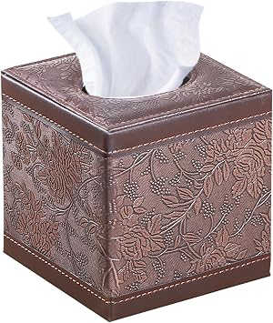 PU Leather Tissue Box Cover Square, Aesthetic Facial Tissue Cube Box Holder