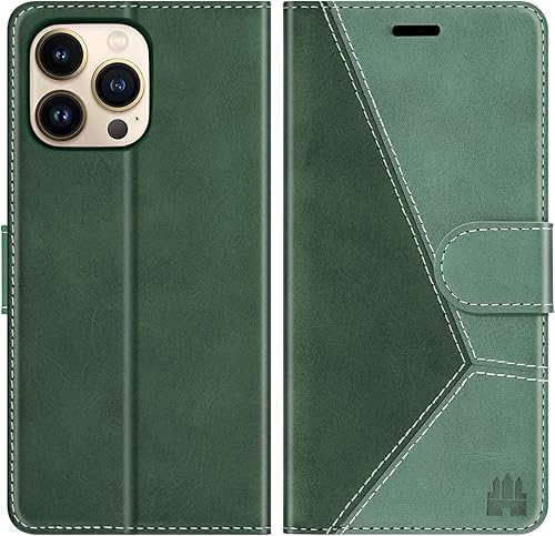 Funda tipo cartera compatible con iPhone 13 Pro, ranuras para tarjetas con bloqueo RFID, funda de piel sintética de lujo adjunta a prueba de golpes,