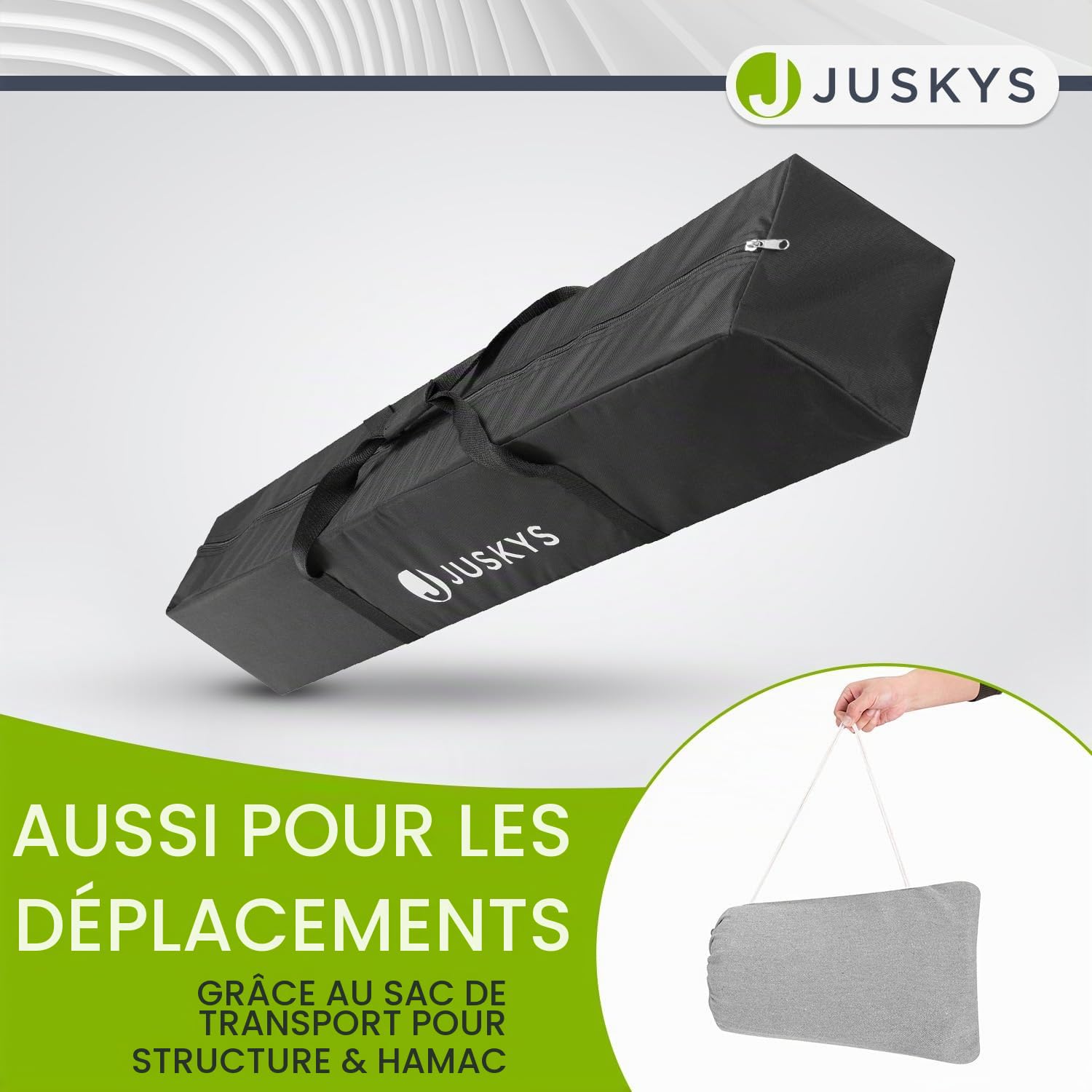 Hamac Paya de Juskys avec châssis - hamac Double d'extérieur, pour 2 Personnes - supporte jusqu'à 200 kg - hamac Double d'intérieur - Gris Clair