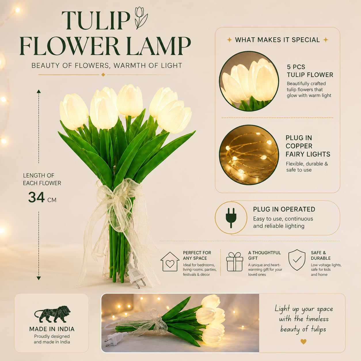MoonlitDreams Tulip Flower Lamp - Elegant Night Light -4 MoonlitDreams Tulip Flower Lamp - Elegant Night Light -4
