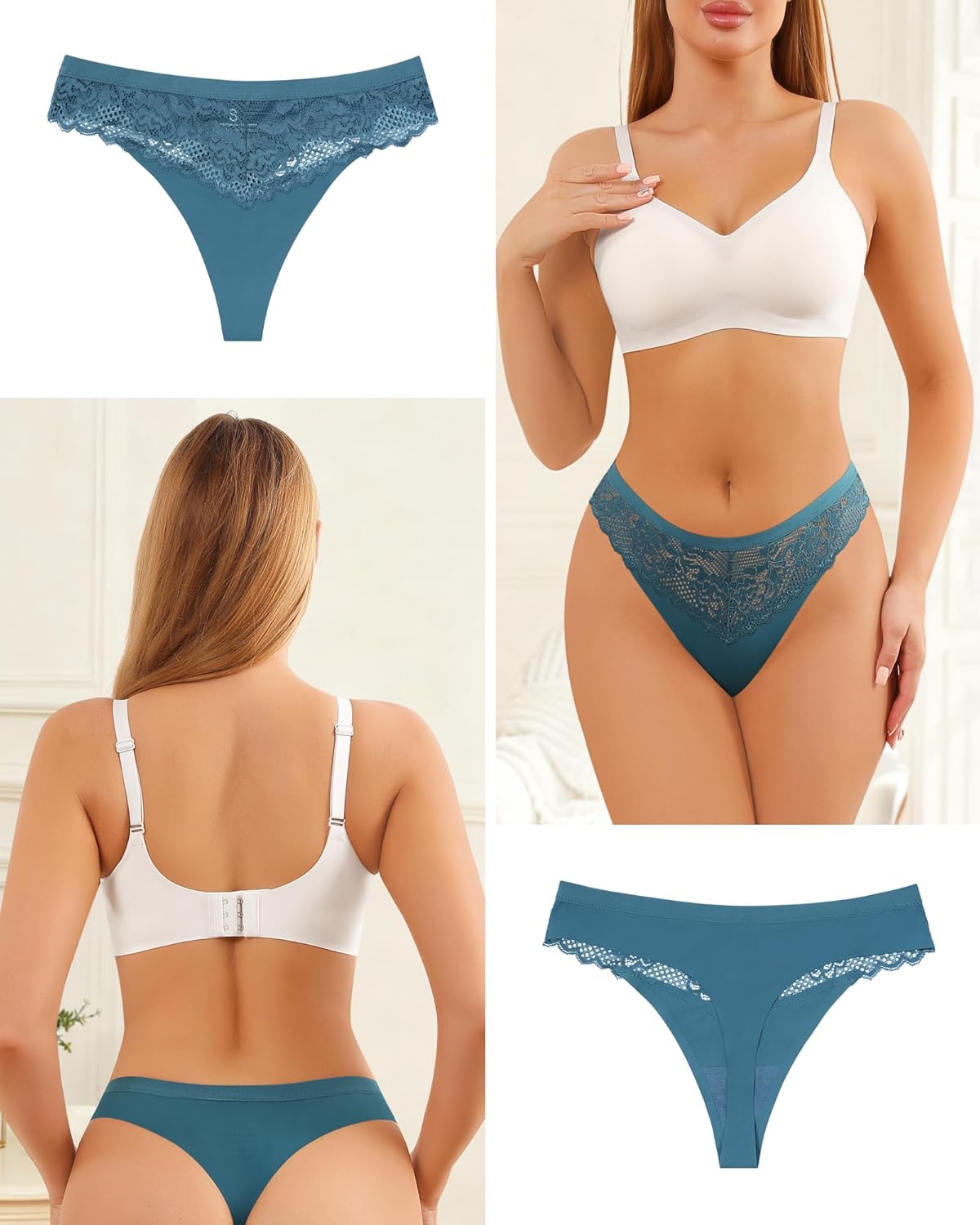 LEVAO Lace Thongs for Women Low Waisted Underwear No Show G-String Panties Multipacks S-XXL - Image 2