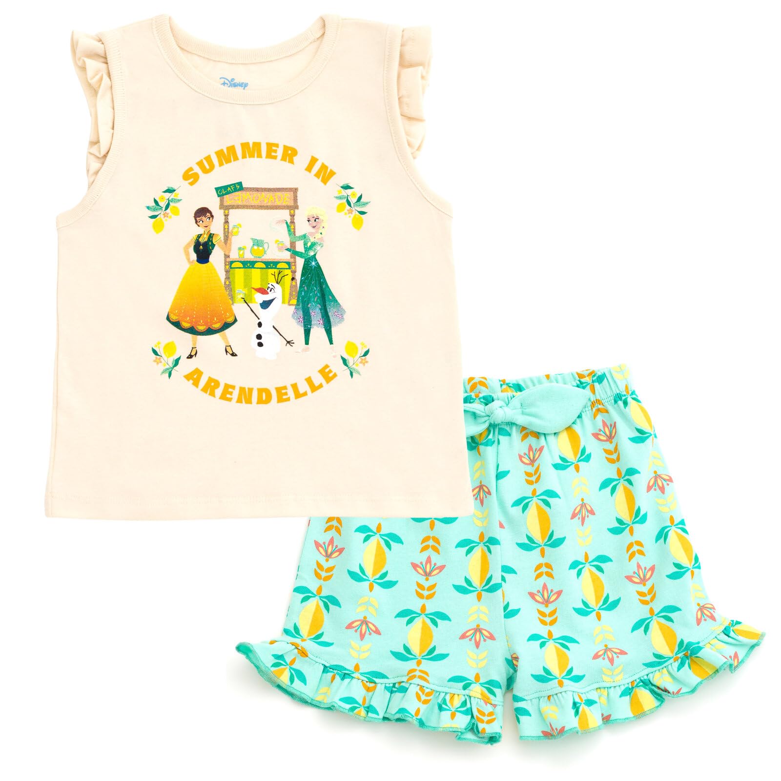 Disney Junior Tank Top and French Terry Dolphin Shorts Outfit Set Infant to Big Kid Sizes (12 Months - 14-16)